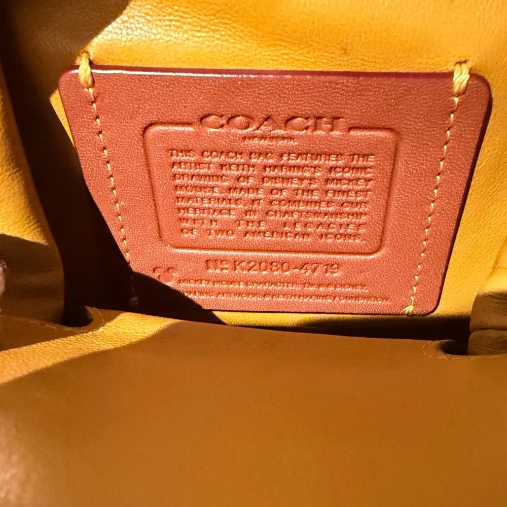Coach Keith X Haring Disney Mickey Mouse Bag Leather Beige Handbag-RRP$799